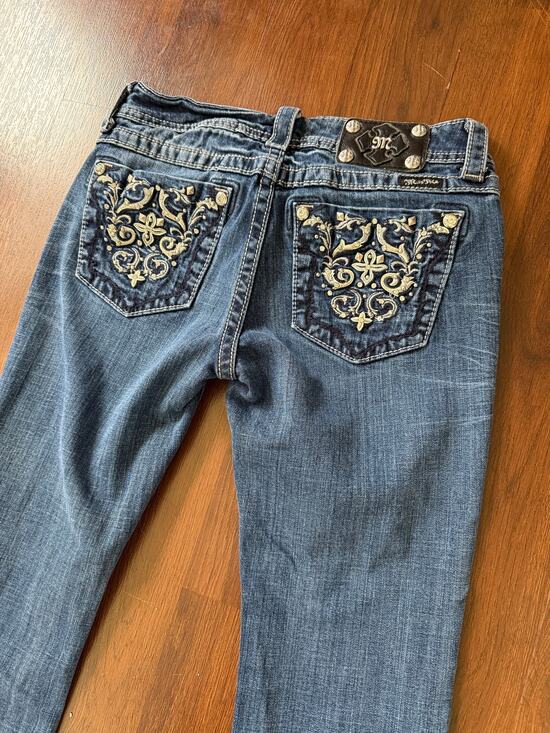 Miss Me Denim - Miss Me Low Rise Boot Cut Jeans Rhinestone Embellished Y2K Western Grunge Sz 28
